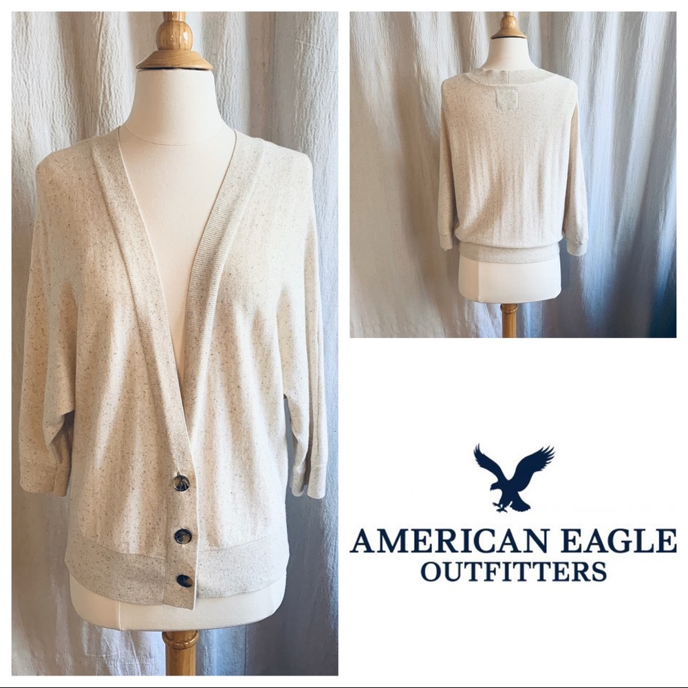 American Eagle Cream Button Dolman Cardigan